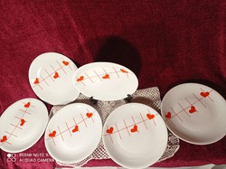 6 db 24 cm-es szívecskés mintás Alföldi porcelán tányér