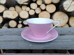 Rózsaszínű csésze kistányérral, Lilien Porzellan Austria