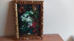 Nagyon szép virágcsendélet festmény 24,5 x 35 cm kerettel