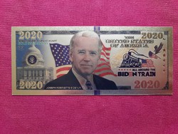 Új - színes+aranyozott, plasztik Joe Biden fantázia bankjegyhez hasonló ajándék. 1 ft-ról !!    II.