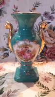 Limoges rokokó jelenetes porcelán váza