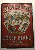Josef Glanz Spielkarten - lemez reklámtábla.