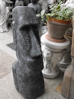 Minimal Garden Sculpture Anthracite Moai Easter Island Head 1pc 76cm Antifreeze Artificial Stone