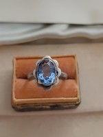 Vintage kék fazettált köves gyűrű