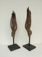 Antik buddhista szertartás szobor buddha nagy méretű bronz kéz 2 darab