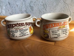 2 db német receptes kerámia leveses csésze - májgaluska és hagymaleves
