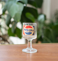 Pepsi Cola feliratos rövidiatlos pohár - rendkívül ritka - retro talpas kis pohár