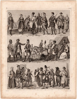 Európa népei, metszet 1849 (34), német, Brockhaus, Heck, eredeti, orosz, ukrán, Volga, Moszkva