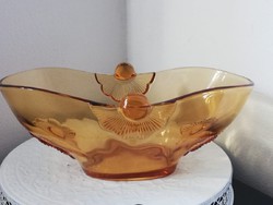Meseszép borostyán színű üveg asztalközép