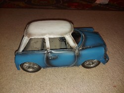 26 cm hosszúságú lemez autó, Mini Morris, puha gumi kerékkel