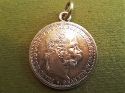 Antik ezüst Ferenc József érméből készített monogramos Abbáziai emlék medál 1898.