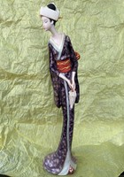 Japán Kínai Gésa élethű szobor art deco dizájn, Kína Japán Ázsia 'Gleneagles Studio" Kézzel festett