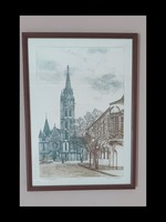 Gaál domokos signed / Matthias church etching
