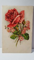 Régi rózsa virágos képeslap, üdvözlőlap, levelezőlap 1931