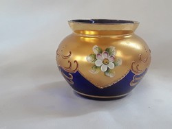 3491- Plasztik virágos kézi festésű üveg váza