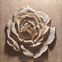 Rózsa dombormű, gipsz fára,46 cm x 46 cm,Molnár Gabriella