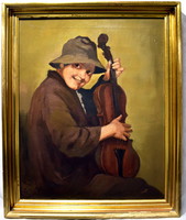 Béla Czene (1880 - 1944) boy with violin!