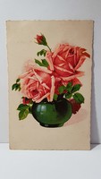 Régi rózsa virágos képeslap, üdvözlőlap, levelezőlap 1936