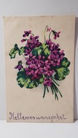 Régi ibolya virágos képeslap, üdvözlőlap, levelezőlap 1942