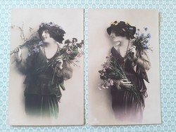 Régi női fotó képeslap vintage levelezőlap 2 db