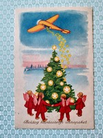 Régi karácsonyi képeslap 1941 repülős angyalos levelezőlap
