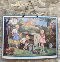 Cleaning the Rabbit Hutch - CHILD EDUCATION 1953 október LOFT - INDUSTRIAL poszter plakát