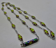 Beautiful antique Chinese enamel silver necklace