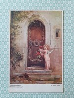 Régi képeslap 1918 Wiener Kunst szerelmes üzenet angyalos művészi levelezőlap
