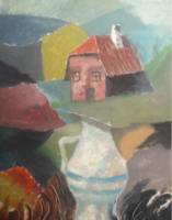 Kovács Kálmán: Kint és bent (34x27, tempera, hagyatéki) Kokoschka és Hundertwasser tanítványa