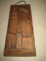 SOPRON  terrakotta falikép  , szignós , 12 x 30 cm