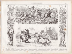 Lovagkor és a keresztes háborúk, egyszín nyomat 1875 (7), német, Brockhaus, eredeti, lovagi torna