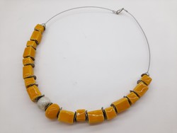 Boros Hajnal kézműves kerámia nyaklánc - sárga