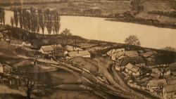 Gaál domokos etching riverside 89/100 (1940-2009)