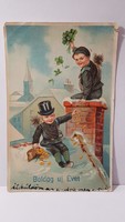 Régi képeslap "Boldog Új évet" üdvözlőlap, levelezőlap 1916