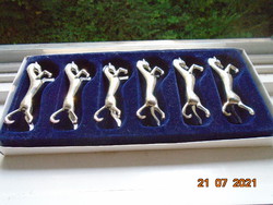 Ritka! Francia modernista,ezüstlemezes,kézzel készült VÁGTATÓ LOVAK késtartó készlet(porte couteaux)