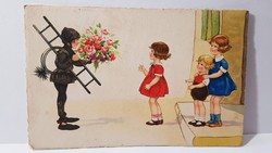Régi képeslap "Boldog Újévet" üdvözlőlap, levelezőlap 1939