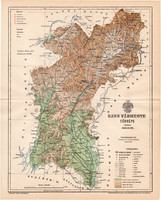 Bars vármegye térkép 1893 (4), lexikon melléklet, Gönczy Pál, 23 x 29 cm, megye, Posner Károly