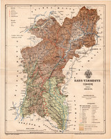 Bars vármegye térkép 1893 (6), lexikon melléklet, Gönczy Pál, 23 x 29 cm, megye, Posner Károly