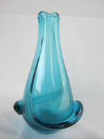 Retro ... Bohemia kék vastag üveg váza