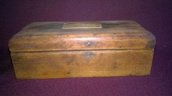 Régebbi , réz mérlegsúly készlet eredeti fa dobozában