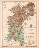 Bars vármegye térkép 1893 (1), lexikon melléklet, Gönczy Pál, 23 x 29 cm, megye, Posner Károly