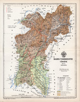 Bars vármegye térkép 1895 (3), lexikon melléklet, Gönczy Pál, 23 x 30 cm, megye, Posner Károly