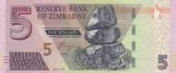 Zimbabwe 5 dollár, 2019, UNC bankjegy