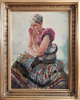 István Klímó 1954 / matyo girl in a festive dress