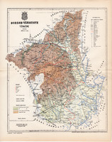 Borsod vármegye térkép 1896 (3), lexikon melléklet, Gönczy Pál, 23 x 30 cm, megye, Posner Károly