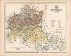Heves vármegye térkép 1894 (1), lexikon melléklet, Gönczy Pál, 23 x 30 cm, megye, Posner Károly