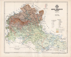 Heves vármegye térkép 1894 (4), lexikon melléklet, Gönczy Pál, 23 x 29 cm, megye, Posner Károly