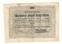 1849 es 30 pengő krajczárra Kossuth bankó papírpénz bankjegy 48 49 es szabadságharc pénze sor : w db
