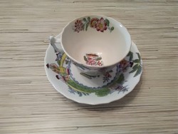 Antik kézzel festett Keleti porcelán teás csésze kistányérral.