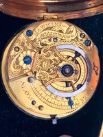 Kisméretű duplafedeles aranyozott spindlis zsebóra az 1700 as évekből